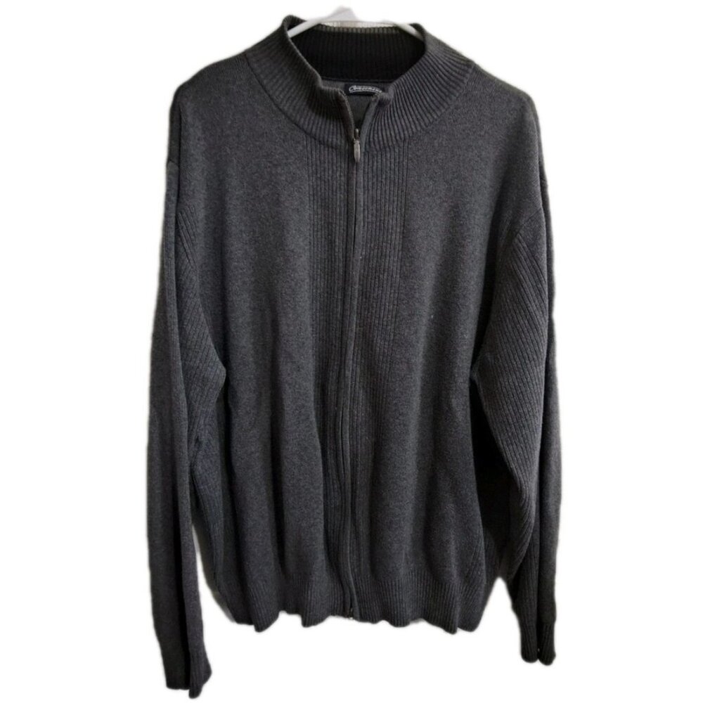 Consensus Men's XL Gray Full Zip Long Sleeve Cardigan Classic Eclectic Grandpa